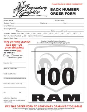 Ram Back Number Order Form